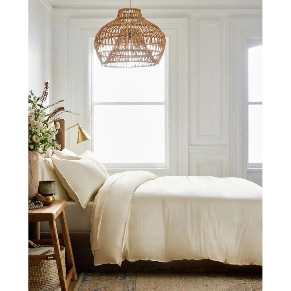 Quince Bamboo Duvet Cover Full Queen Ivory 100% Bamboo Viscose NEW Retail $104